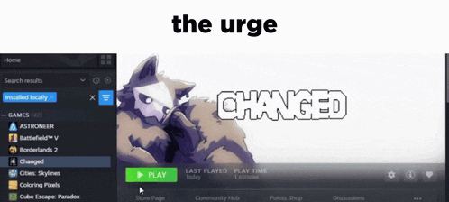 a computer screen shows a game called the urge