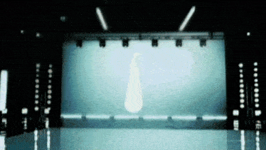a stage with a white object in the middle