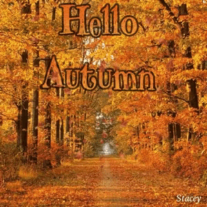 a greeting card that says hello autumn