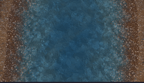 a blue background with a brown border and a few small stones
