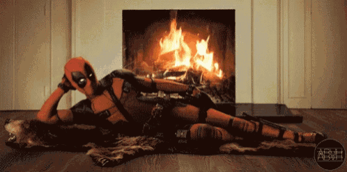 Deadpool Chimichanga GIF - Deadpool Chimichanga Fireplace GIFs