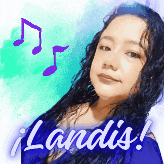 a picture of a woman with the word landis written on it