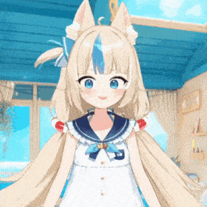 a anime girl with blonde hair and blue eyes is wearing a sailor outfit .