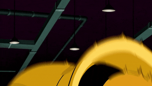 a close up of a cartoon character 's face with yellow hair