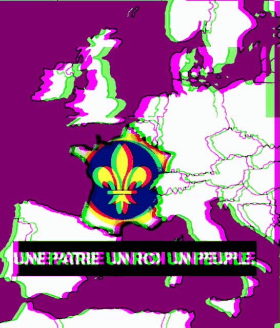 a map of europe with the words une patrie un roi un peuple below it