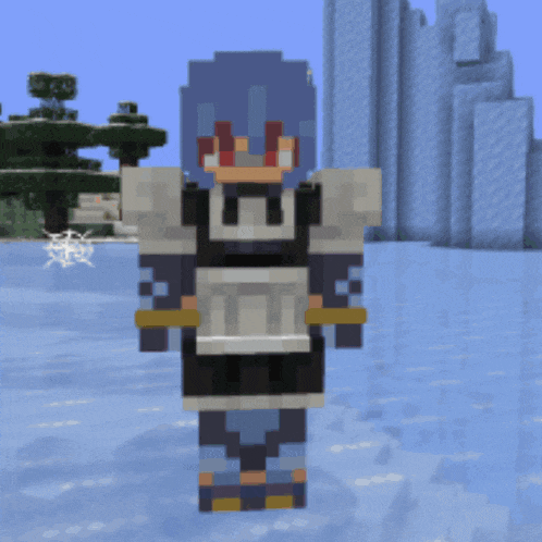 a minecraft character is standing in the water holding a book