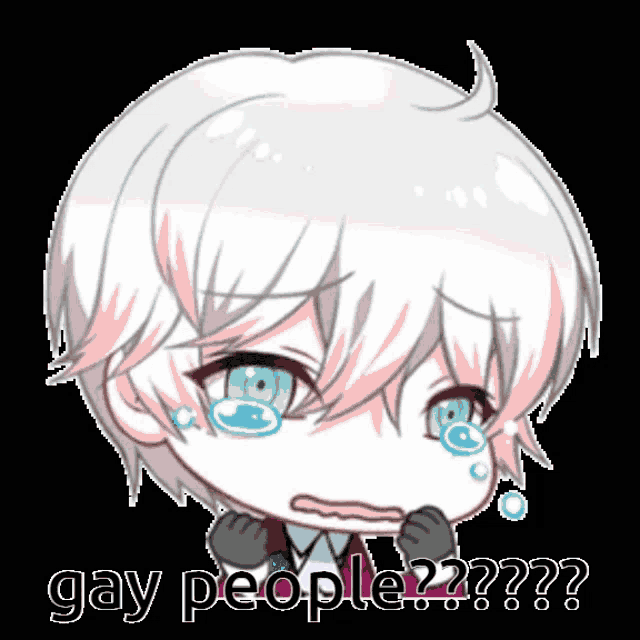 a cartoon character is crying with the words gay people written above him