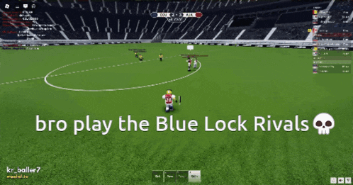 a screen shot of a soccer game with the words bro play the blue lock rivals on the bottom