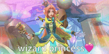 a pixel art of a wizard princess with a heart in the background