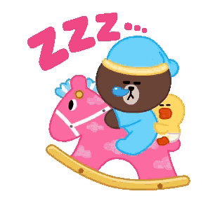 a brown bear is riding a pink rocking horse while holding a baby .
