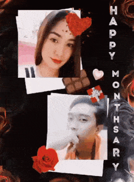 a picture of a man and a woman with the words happy monthary written on the bottom