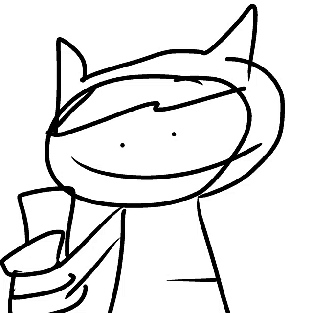 a black and white drawing of a cat wearing a hat