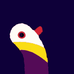 a cartoon drawing of a bird with a red beak