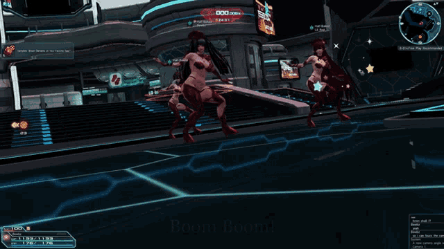 a screenshot of a video game with the words boom boom on the bottom