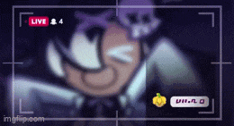 a cartoon character is being recorded on a video camera with the words live and 4 on the bottom
