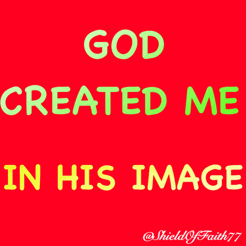 a red background with shield of faith77 written on it