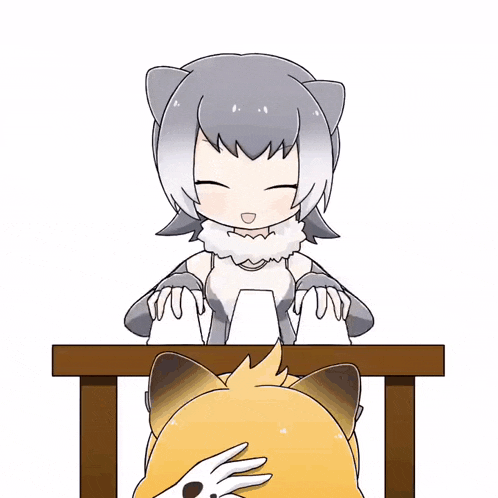 a cartoon drawing of a fox and a girl