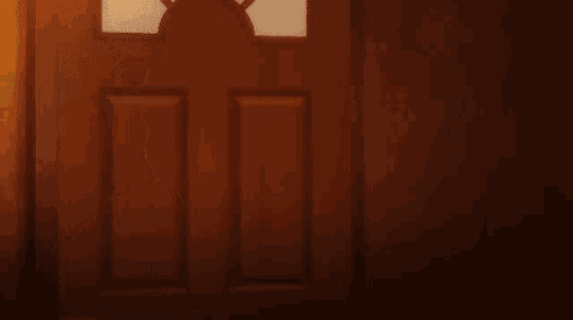 an angry cartoon character is standing in a doorway .