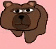 a cartoon drawing of a brown bear 's head on a pink background .