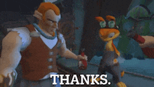 a man and a cat are standing next to each other and the words thanks are visible