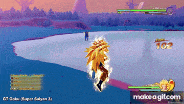 a screenshot of a video game called gt goku ( super saiyan 3 )