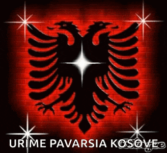 a picture of an eagle with the words urime pavarsia kosove on the bottom