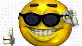 a yellow smiley face wearing sunglasses is giving a thumbs up .