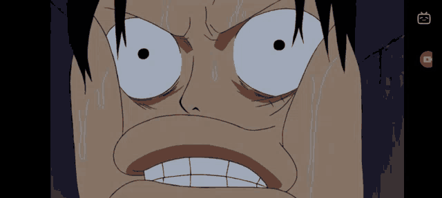 a close up of a cartoon character 's face with a youtube icon on the bottom right