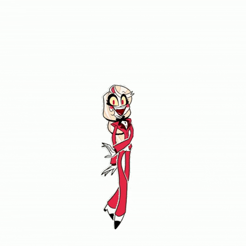 a cartoon character is standing with her arms outstretched and wearing a red suit and tie .