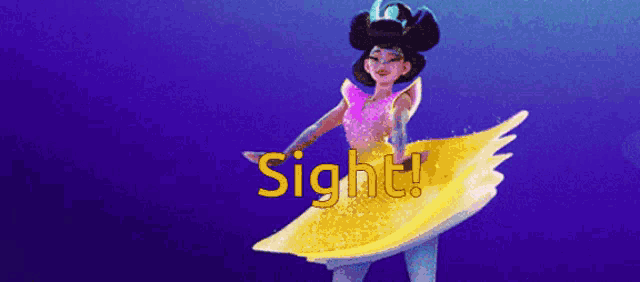 a cartoon illustration of a fairy with the words sight in the background