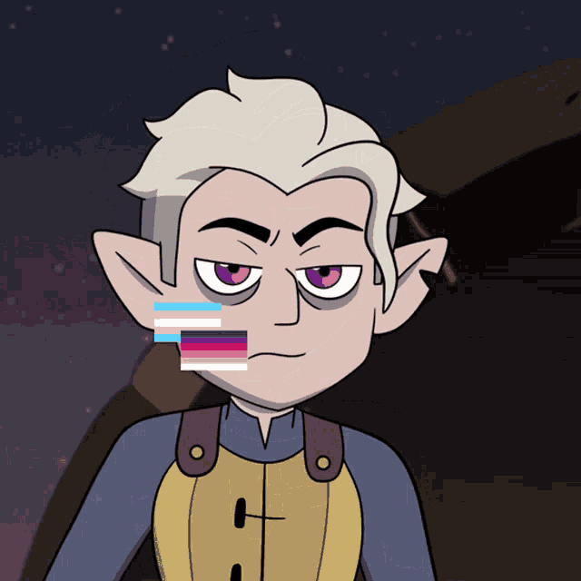a cartoon character with a transgender flag on his mouth
