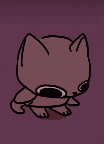a cartoon drawing of a cat laying down with its mouth open