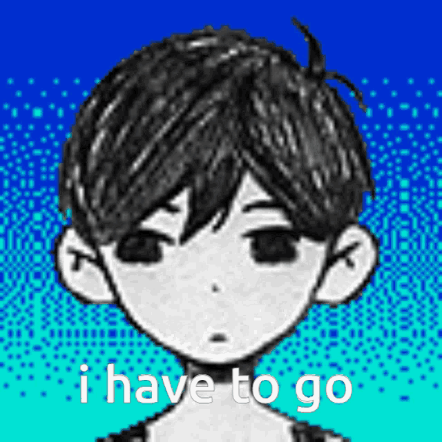 a black and white drawing of a boy with the words " i have to go " below him