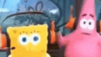 a blurry picture of spongebob and patrick from the spongebob squarepants cartoon .