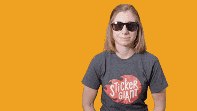 a woman wearing sunglasses is holding a can of beans that says cool beans