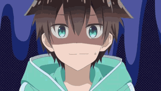 a close up of a boy 's face with his eyes closed
