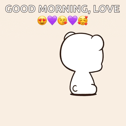 a cartoon of a teddy bear kissing another teddy bear with the words `` good morning , love '' written on it .