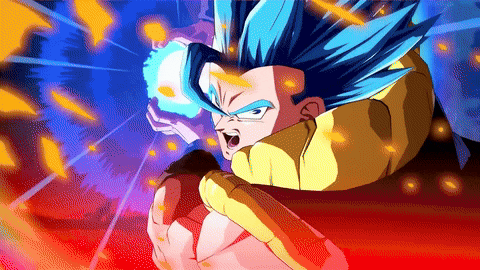 a cartoon of a man with blue hair and yellow pants