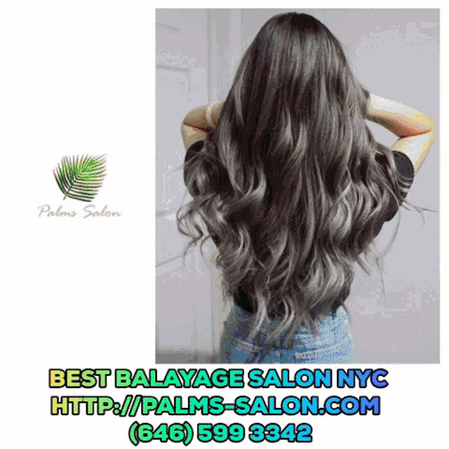 a picture of a woman 's hair with the words best balayage salon nyc on it