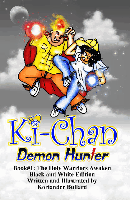 a book called ki-chan demon hunter has a cartoon of a man and a woman on the cover