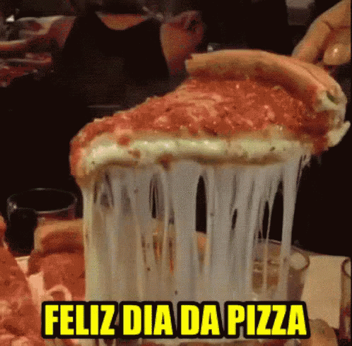 Pizza / Feliz Dia Da Pizza / Queijo Derretido GIF - Pizza Day Cheese Slice GIFs