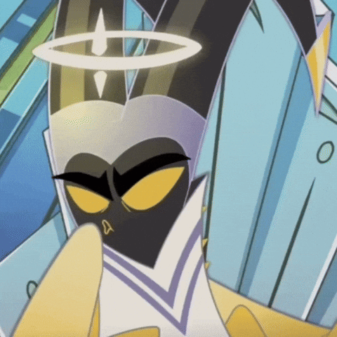 a close up of a cartoon character with a halo around his head