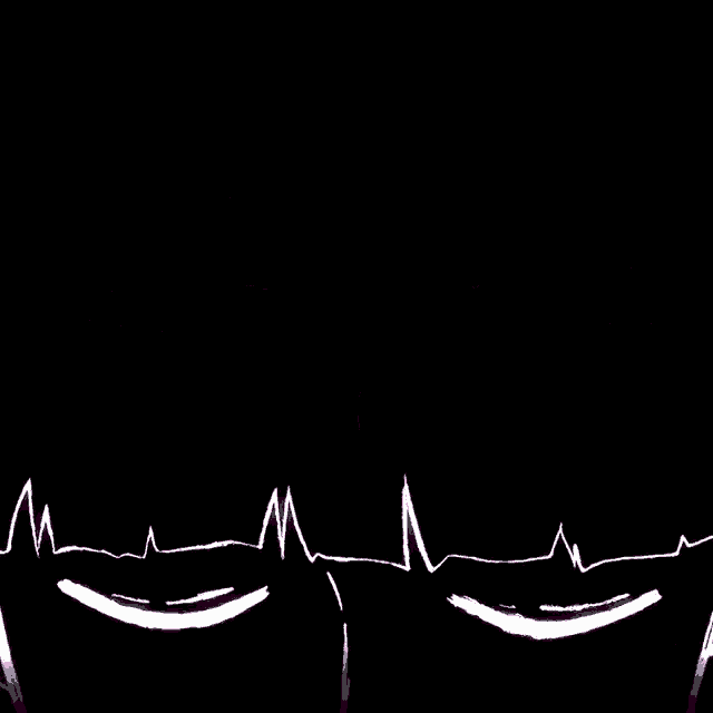 a black and white drawing of a boy with a purple background