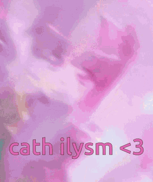 a picture of a girl with purple hair and the words cath ilysm < 3 below her