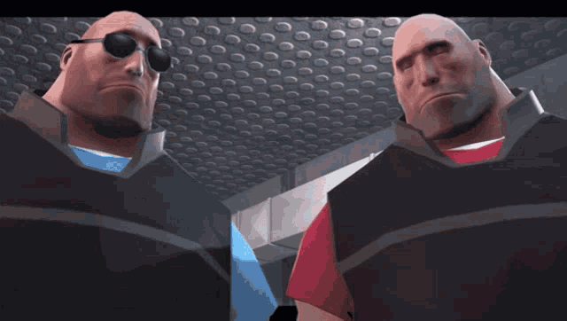 Blue and Red Heavy from Team Fortress 2 fan made movie "Pootis Ultimate" agreeing that "both is good".