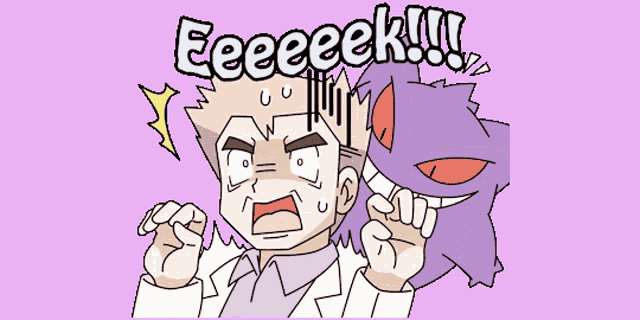a cartoon of a man and a purple monster with the words eeeeek !!! above them