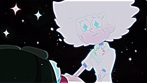 a cartoon of a girl with white hair and blue eyes