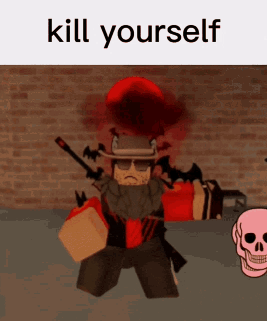 a picture of a cartoon character with the words kill yourself