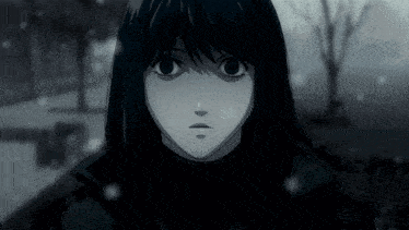 a black and white image of a girl with a hood