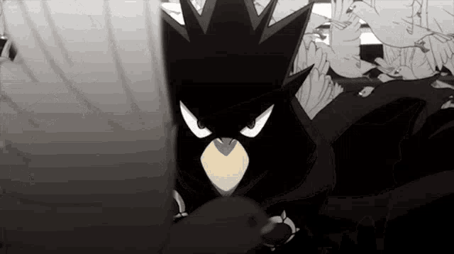 a black bird with a crown on its head is sitting in front of a laptop .